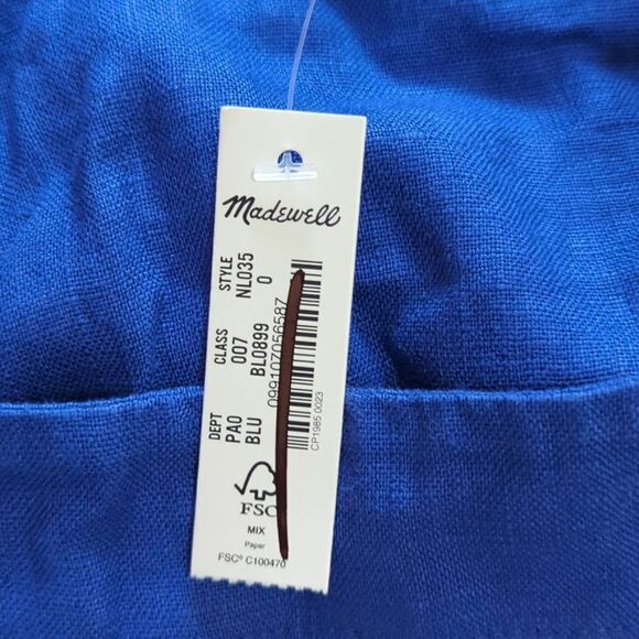 Madewell NWT Linen Crossback Top sz 0 in Bluestone - Picture 11 of 11